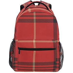 Rode geruite schoolrugzak voor meisjes jongens middelbare school stijlvol ontwerp studententassen boekentassen, Patroon, 11.5×8×16In