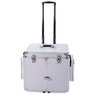 Voetverzorgingkoffer voetverzorging koffer mobiel voetverzorging - met wielen - model wit glitter CS cosmeticadistributie, wit/zilver glitter, ca. 28 cm tief, ca. 42 cm hoch, ca.46 cm breit, Voetverzorgingskoffer