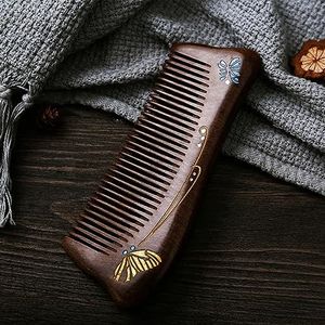 14.6Cm Natuurlijke Haar Kam Goud Zijde Sandelhout Kam Sandelhout Hoofdhuid Massage Kam