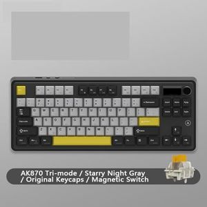 QPSJXN TRI-Mode hot-swappable mechanisch toetsenbord met aanpasbare beeldschermknop, draadloze bluetooth-afdichting design (AK870 Screenn)