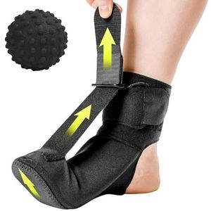 TOEECY Nachtspalk voor plantaire fasciitis met verstelbare bandjes en massagebal, ademende ondersteuning voor pijnverlichting bij plantaire fasciitis en achillespeesontsteking (zwart/L)