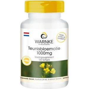 Teunisbloemolie - met 1000mg teunisbloemolie waarvan 650mg linolzuur en 10mg vitamine E - 120 softgels - Duitse apothekerskwaliteit - hoge dosering - veganistisch | Warnke Vitalstoffe