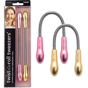 Lindo Twist-N-Roll Pincet - Spring Facial Hair Removal Tool, natuurlijke draadsnijden, roestvrij staal, verwijder ongewenste haren op bovenlip, kin, wang en nek (2 stuks)