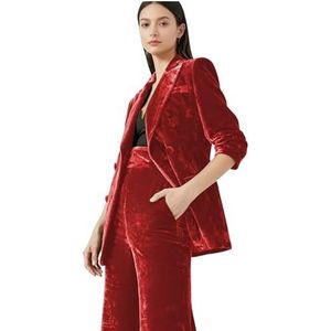 2 STKS Fluwelen Pantsuits Vrouwen Double Breasted Voering Dames Business Office Smoking Casual Party Suits, Rood, XS