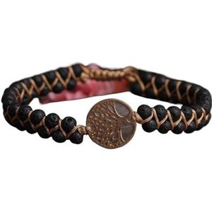 Afrikaanse Turkoois Armband for Vrouwen Edelstenen Kralen Gevlochten Yoga Armband Zomer Vriendschap Sieraden Cadeau (Color : Black Lava)