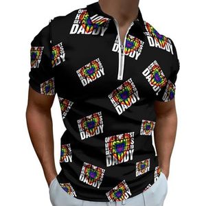 Alleen de beste echtgenoot wordt gepromoveerd tot papa half rits poloshirts voor mannen slim fit korte mouw T-shirt sneldrogend golf tops T-shirts 4XL