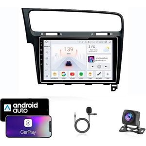 9 Inch Autoradio Compatibel voor Volkswagen Golf 7 2013-2017 met GPS Navigatie CarPlay Android Auto Acht-Core 4G Bluetooth WiFi MirrorLink Stuurwiel Afstandsbediening(T5 8 Core 4G+Wifi 6G+128G)