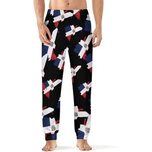 Dominicaanse Republiek Kaart Vlag Mannen Pyjama Broek Zachte Lange Pjs Bottoms Elastische Nachtkleding Broek 2XL