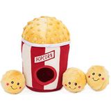 ZippyPaws - Food Buddies Burrow, interactieve piepende Hide and Seek pluche hondenspeelgoed - Popcorn Bucket