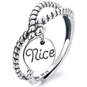 verstelbare ringen voor vrouwen925 sterling zilver Leuke ringen for tienermeisjes, verstelbare ringen for tienermeisjes Kink gekruiste ring met letters Mooie trouwringen zilver