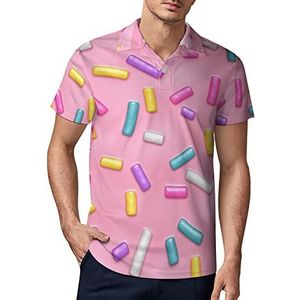 Roze donut glaze heren golf poloshirt zomer korte mouw T-shirt casual sneldrogende T-shirts 3XL