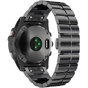 LUGEMA 26mm 22mm Snavel Metalen band Compatibel met Garmin Fenix ​​6 6x Pro/Tactix Delta/Marq Polsband fenix 5x plus 3 HR Armband horlogeband (Color : Black, Size : 22mm)