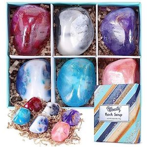 Bff Beauty Zeepstukset, 6-delige hand-, gezichts- en lichaamszeepset, kerst- en verjaardagscadeauset voor vrouwen, perfecte edelsteen-zeepsteenset voor dames en heren