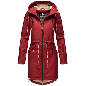 MARIKOO Dames Softshell Jacket Outdoor Functionele Jas Waterafstotend met warme teddyfleece B886, Blood-Rood, XXL