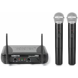 VONYX STWM712 Draadloos 2-kanaals VHF-microfoonsysteem, ideaal voor professionele evenementen, overdracht tot 50 meter, tot 8 uur looptijd