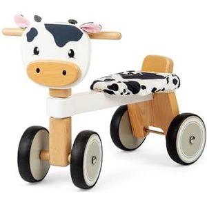 Bigjigs Toys Ride On Cow - Mijn eerste loopfiets voor peuters, houten babytrike, dierenvoertuigen voor kinderen, ontwikkelt de grove motoriek, cadeaus voor peuters, vanaf 18 maanden oud +