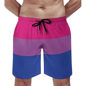 Bisexual Pride Flag Mens Beach Shorts Sneldrogende Board Shorts Mesh Voering Strandbroek Gym Zwembroek L