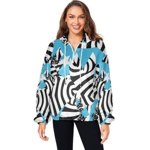 KAAVIYO Art Zebra's Star Style Pluizige Jas Trui Hoodie Hooded Zakken Fuzzy Fleece Sweatshirt Ronde hals Truien Hoodies voor Meisjes Vrouwen, Patroon, S