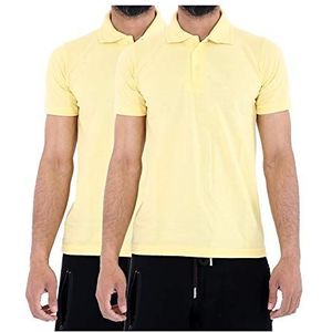 WOOD QUAIL Set van 2 poloshirts voor jongens, uniseks, schooluniform, tops voor kinderen (korte of lange mouwen, leeftijd 4-12), 2x Jongens H/S Geel, 7-8 jaar