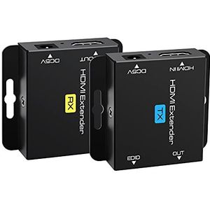 VEDINDUST HDMI Extender 200ft HDMI Ethernet RJ45 naar HDMI over Cat5e/Cat6-kabel transmissie HDMI Repeater Adapter ondersteunt EDID 1080p 3D HDCP POC (vereist alleen TX-vermogen)