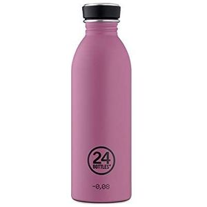 24 flessen drinkfles van roestvrij staal 500 ml | lichtste niet-geïsoleerde roestvrijstalen fles voor werk, school en universiteit (mauve)