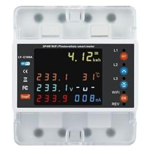 Driefasige energiemeter, 4P, 100 A, met veiligheidsrelaisschakelaar met automatische richtingsherverbinding (without leakage)