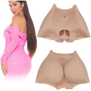 Adima Realistisch Siliconen Slipje Billenvormer Zacht Open Kruis Bil Ondergoed Nep Kont Heup Slipje voor Vrouwen,Bruin,One Size
