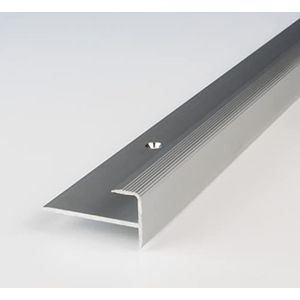 PROVISTON afwerkprofiel | Geanodiseerd aluminium | Zilver | Breedte 10 mm | Hoogte 8,5 mm | Lengte 1000 mm | Geboord | Trapneus | Trapprofiel parket | 1 stuk