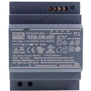HDR-100-48N 48V DC 2.1A 100.8W Ultra Slim Step Shape DIN Rail Voeding