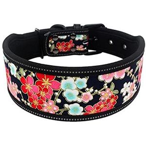 Reflecterende nylon halsband Fashion bedrukte verstelbare halsbanden voor middelgrote grote honden-E,M