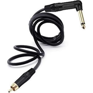 IJEKINNE AUX-kabel, RCA-stekker naar audiokabel, mono-jackstekker, 6,35 mm, voor AMP-mixer, zwart en rood, 1 stuk (kleur: zwart, maat: 1 m)