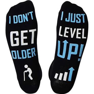 Malinsi Grappige Sokken Gaming - Just Level Up - Anti Slip - One Size - Cadeau Mannen - Huissokken - Housewarming - Verjaardag