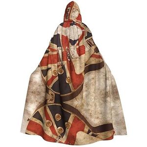 Bxzpzplj Gitaar Britse vlag Womens Mens volledige lengte carnaval cape met capuchon cosplay kostuums mantel, 185 cm