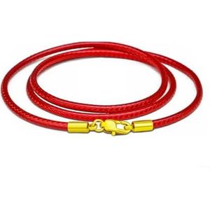 Lederen ketting choker zwart bruin gevlochten touw ketting koord voor vrouw man hanger roestvrijstalen gesp sieraden - roodgoud 2,5 mm-55 cm