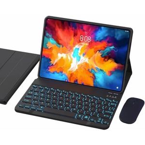 Toetsenbordhoes voor Lenovo Tab P11 Pro Gen 2 / Pro 11.2"" 2022 (TB-132FU/ TB-138FC), 7-Kleuren Achtergrondverlichting, Magnetisch Afneembaar Draadloos Toetsenbord,zwart