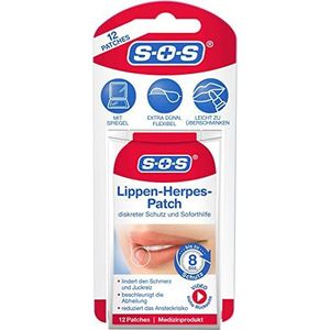 SOS Lippen herpes patch, herpes lip, blaasjes, discrete herpes pleister: bijna onzichtbaar + tot 8 uur bescherming | brandend en jeuk verlichten 12 patches