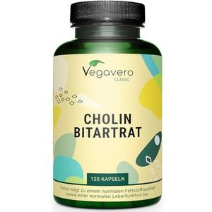 Vegavero Choline Bitartraat | 1400 mg per Dag | Leverreiniging | Zonder Additieven & Vegan | 120 Capsules