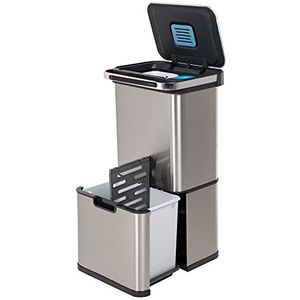 SVITA - Sensor Afvalemmer - Zilver - Staal - 60L Met Zelfreinigende Functie