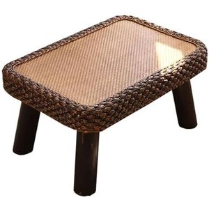 Rotan Kleine Salontafel Eenvoudige Vloertafels Klassieke Retro Middentafel Voor Balkon Erker Slaapkamer Theekamer Lage Tafel