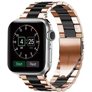 Strap-it stalen band - rosé goud/zwart - Geschikt voor Apple Watch - Afmetingen: 38-40 - 41mm