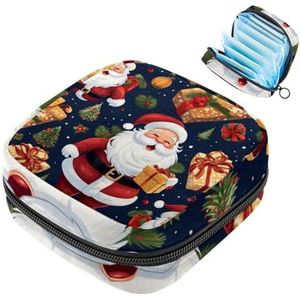 MUOOUM Merry Christmas Santa Claus Maandverband Opbergtas Draagbare Menstruatie Tas voor Vrouwen Tiener Meisjes Menstruatie Cup Pouch Nursing Pad Houder