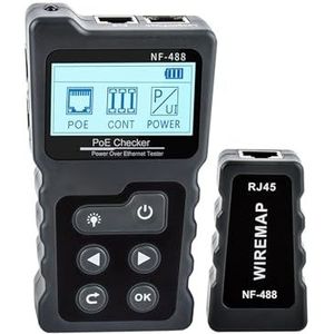 NF-488 Netwerkkabeltester PoE-switch Online test PoE-spanningspolariteit Kabeltracker Lustesttool met LCD-scherm
