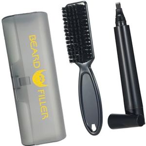 Baard Potlood Borstel Kit Waterdicht 4-Tip Vulpen Vuller Haar Styling Wenkbrauw Make-up Tool, Zwart