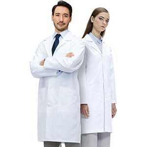 Lab Coat X Professionele Unisex Laboratoriumjas voor Dames en Heren, Meerdere Zakken, Klassieke Snit, Drukknoopsluiting (Wit, XS)
