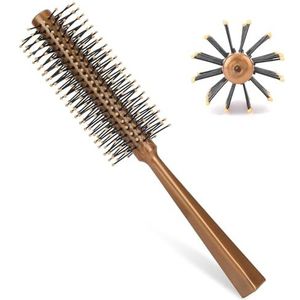 Xuxuejing Kleine Ronde Borstel, Ronde Haarborstel voor het Drogen van het Blazen met Nylon Borstel Draagbare Gouden Broodjesborstel