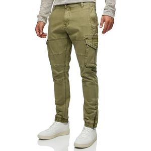 Indicode Heren Alex Cargobroek van katoen met 6 zakken | Cargo Chino broek voor mannen, aloë, S