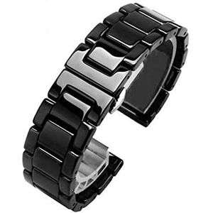 INEOUT Keramische Horlogeband 14 15 16 17 18 19 20 21 22mm Zwart Wit Horlogeband Compatibel Met Mannen En Vrouwen Armband (Color : Black A, Size : 15mm)