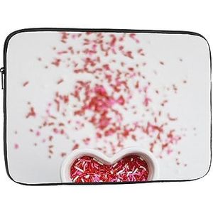 Roze Hart met Bruin Stok Laptop Case Laptop Sleeve Laptop Tas voor Vrouwen Mannen Shockproof Beschermende Notebook Case 15 inch