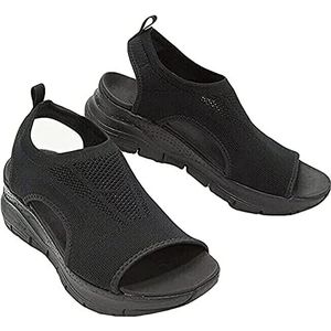 Orthopedische sportsandalen for dames Wasbare slingback-sandalen Sport damesschoenen Mesh Soft Sole damesschoenen (Color : Black, Size : 6)