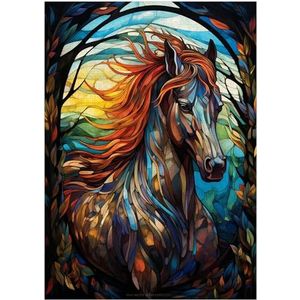 Gebrandschilderd Glas Paard Legpuzzel 300/500/1000 Stuk (500st (38×52cm))
